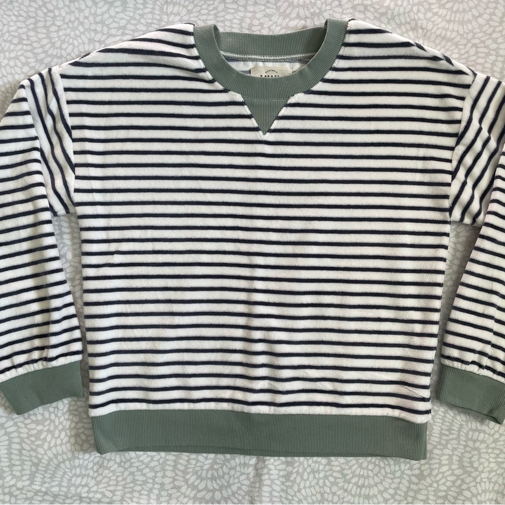 Madewell MWL Velour Crewneck Sweatshirt in Stripe Women’s Size XSmall